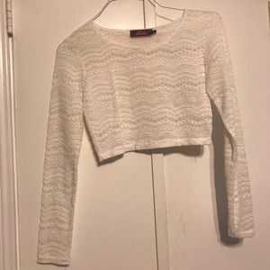 White Lace Crop Top - S